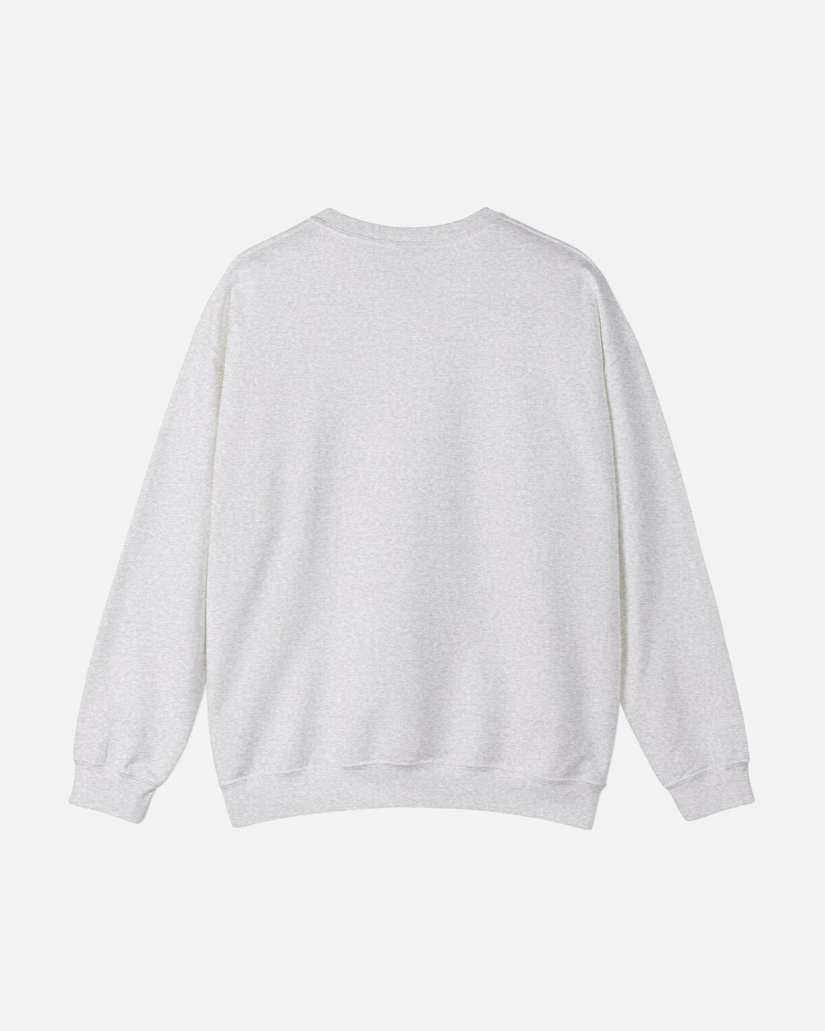 Ash sport grey heather gray Vandox Le Rocher Crewneck, back view, clean back with ribbed collar and cuffs, luxury streetwear crewneck. Starboy old money crewneck sweatshirt clothes vandox sacrevandox vandox clothes vandox clothing