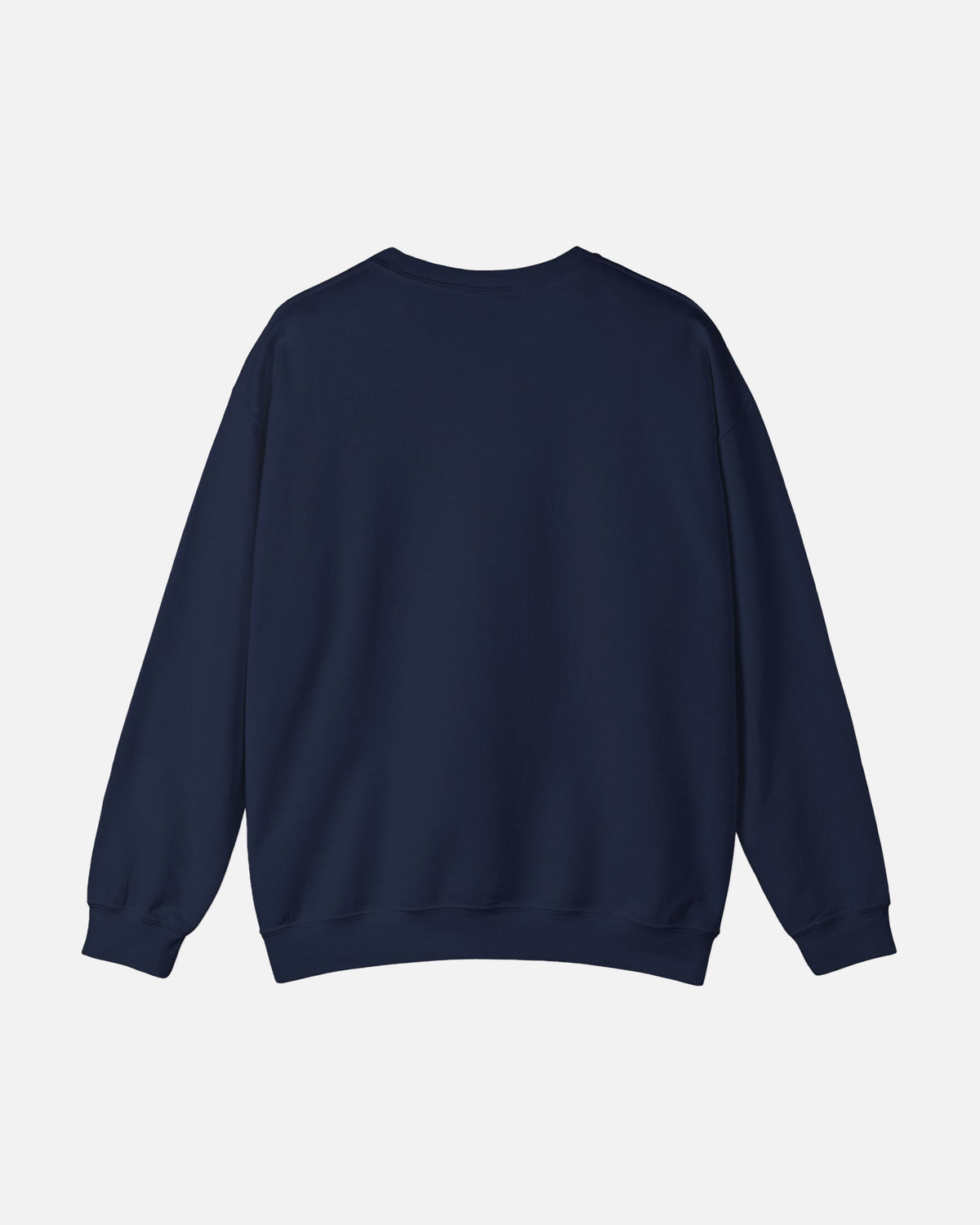 navy dark blue deep blue Vandox Le Rocher Crewneck, back view, clean back with ribbed collar and cuffs, luxury streetwear crewneck. Starboy old money crewneck sweatshirt clothes vandox sacrevandox vandox clothes vandox clothing