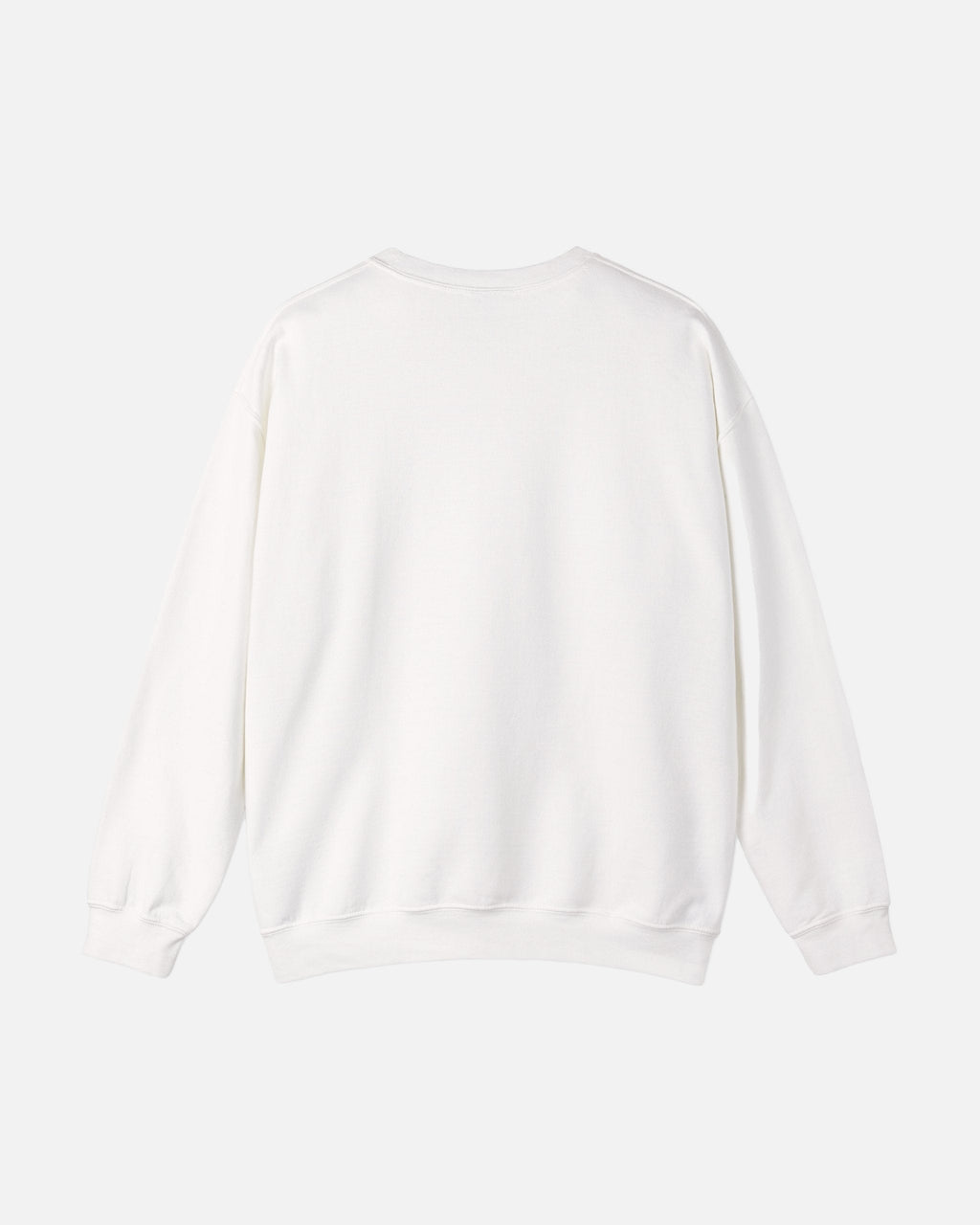 Whtie offwhite eggshell white Vandox Le Rocher Crewneck, back view, clean back with ribbed collar and cuffs, luxury streetwear crewneck. Starboy old money crewneck sweatshirt clothes vandox sacrevandox vandox clothes vandox clothing