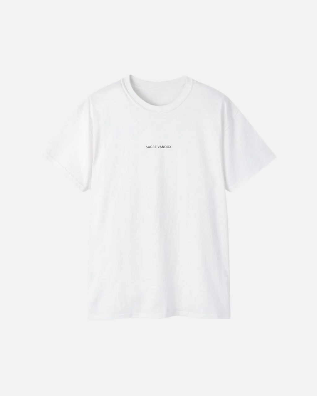 White Vandox Lunch Above The clouds Poster t-shirt with Sacre Vandox grey wordmark chest graphic. Starboy old money shirt tshirt clothes vandox sacrevandox vandox clothes vandox clothing