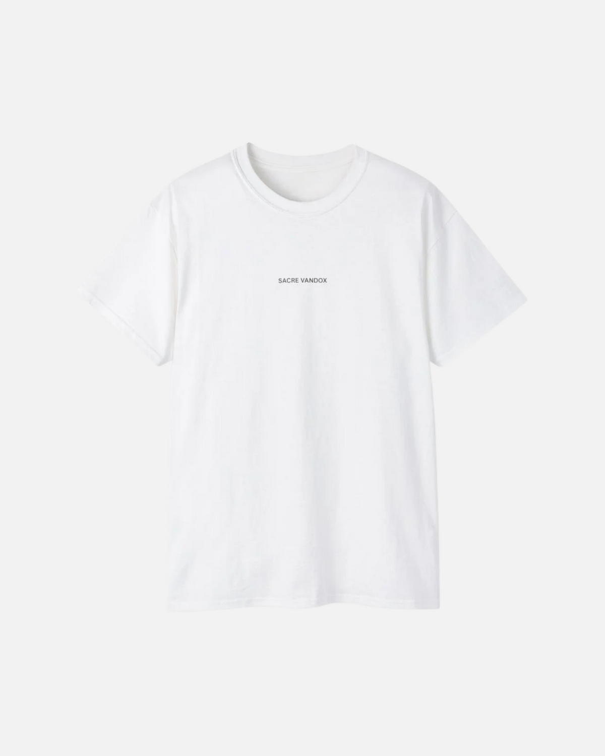 White Vandox Lunch Above The clouds Poster t-shirt with Sacre Vandox grey wordmark chest graphic. Starboy old money shirt tshirt clothes vandox sacrevandox vandox clothes vandox clothing