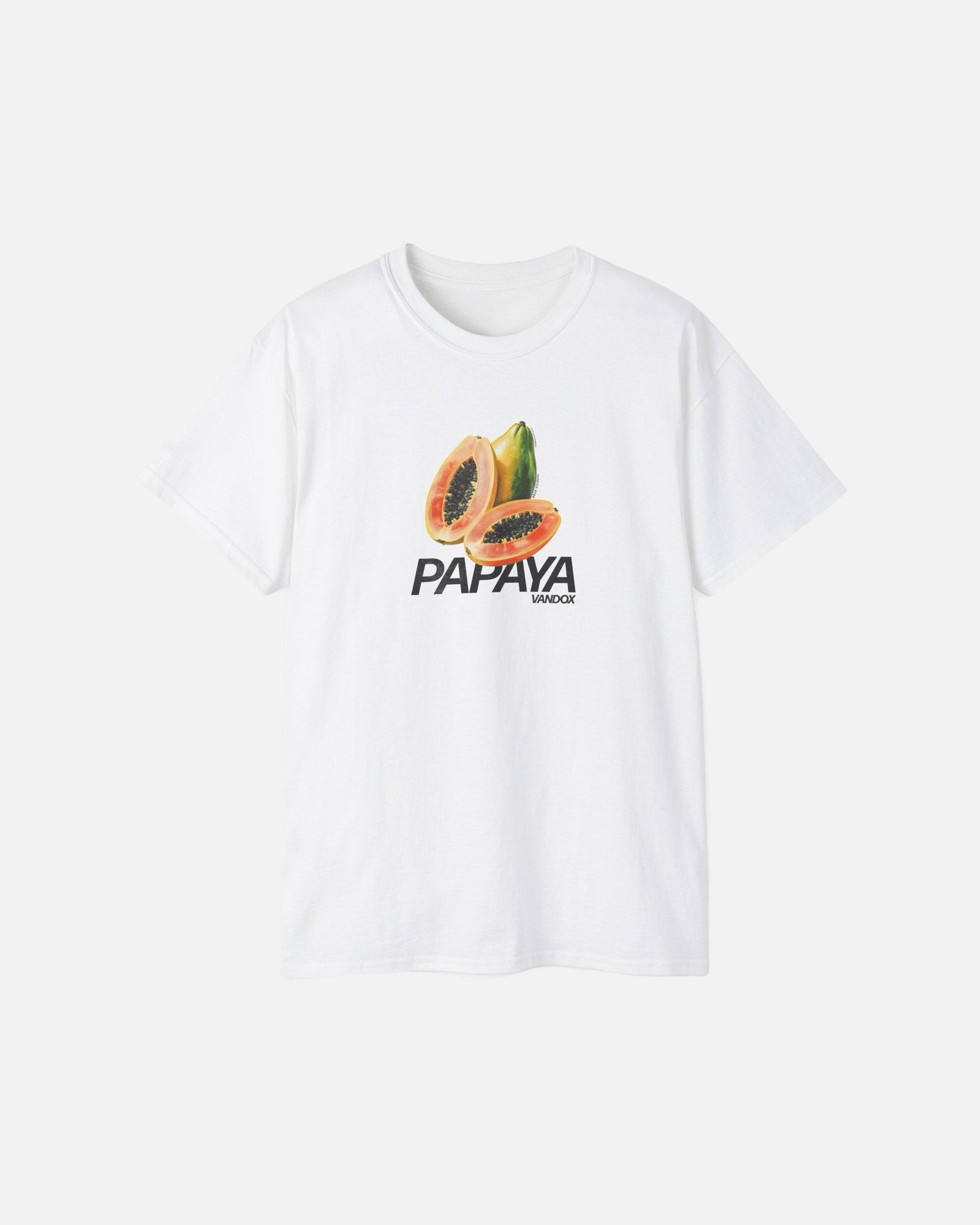 Vandox Papaya Tee - white premium cotton t-shirt featuring bold papaya graphic print from the Frutta d'Estate summer collection by Vandox.
Starboy old money shirt tshirt clothes vandox sacrevandox vandox clothes vandox clothing