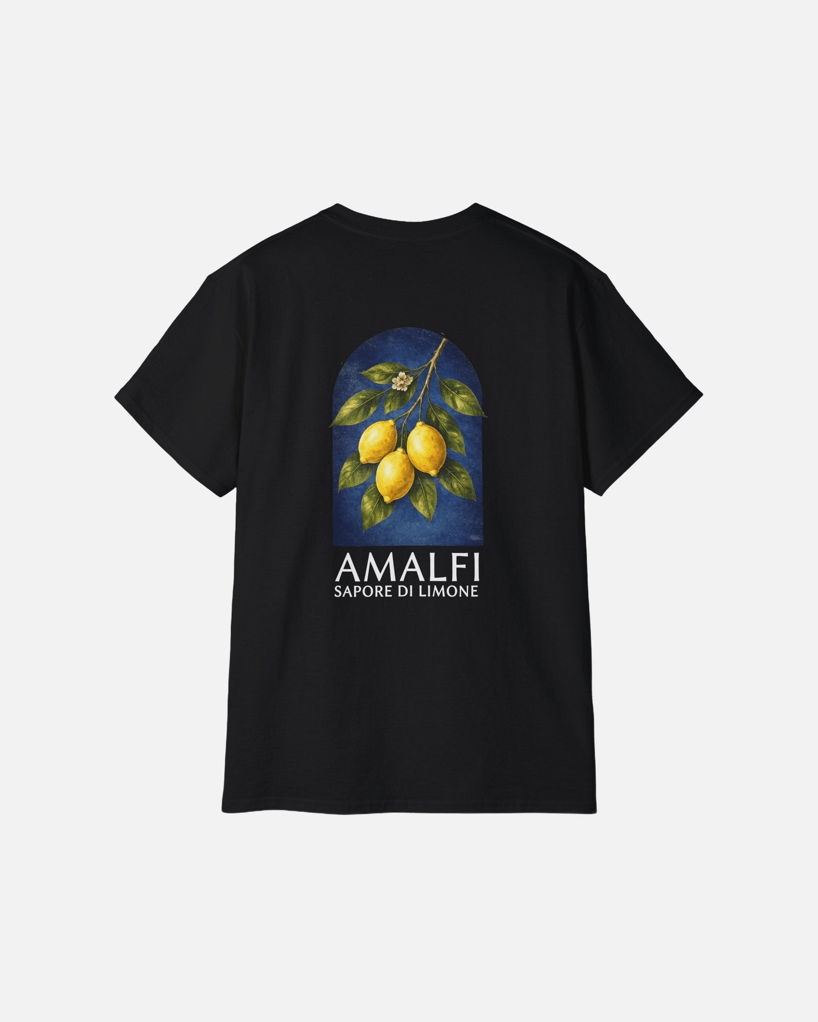 Vandox Sapore di Limone Tee back view – black premium cotton t-shirt featuring Amalfi lemon arch graphic with Sapore di Limone lettering, Frutta d'Estate summer collection by Vandox.
Starboy old money shirt tshirt clothes vandox sacrevandox vandox clothes vandox clothing