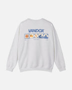 Ash Grey crewneck sweatshirt with blue VANDOX Sicilian Summer Slow Coast front graphic. Starboy old money hoodie sweatshirt clothes vandox sacrevandox vandox clothes vandox clothing crewneck