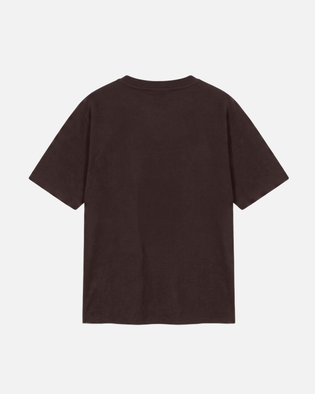 Back view of Dark Chocolate Vandox Stockholm t-shirt with distressed STOCKHOLM Sacre Vandox ESTD 2022 front graphic print. Starboy old money shirt tshirt clothes vandox sacrevandox vandox clothes vandox clothing