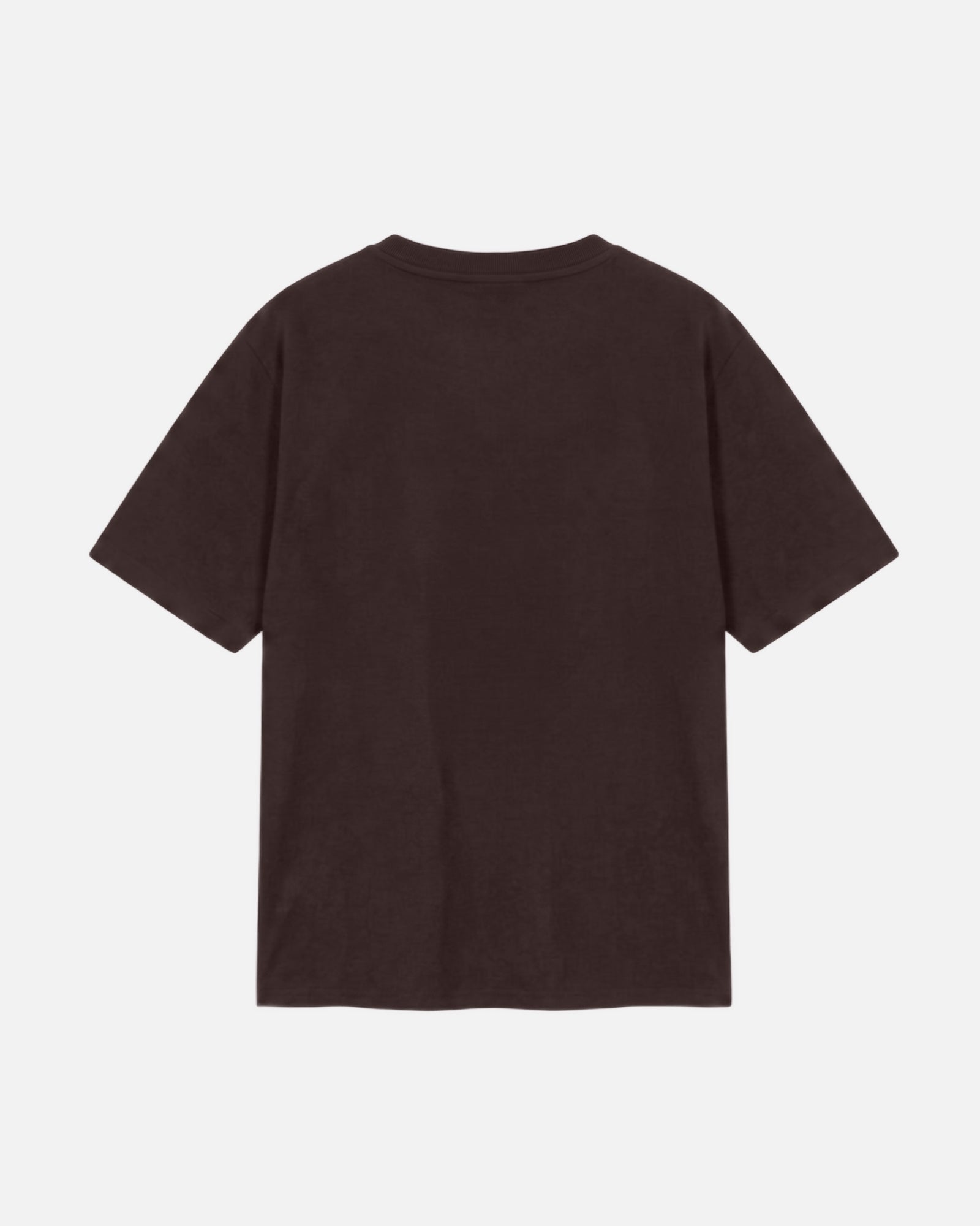 Back view of Dark Chocolate Vandox Stockholm t-shirt with distressed STOCKHOLM Sacre Vandox ESTD 2022 front graphic print. Starboy old money shirt tshirt clothes vandox sacrevandox vandox clothes vandox clothing