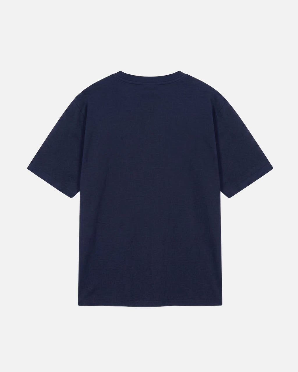 Back view of Navy Blue Vandox Stockholm t-shirt with distressed STOCKHOLM Sacre Vandox ESTD 2022 front graphic print. Starboy old money shirt tshirt clothes vandox sacrevandox vandox clothes vandox clothing