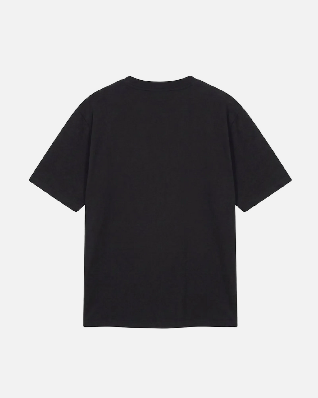 Back view of black Vandox Sun Dept cotton t-shirt, plain back. Old money summer aesthetic, quiet luxury streetwear, mediterranean vibe. Cotton shirt tshirt clothes vandox dept vandox sun dept vandox clothes vandox clothing Black