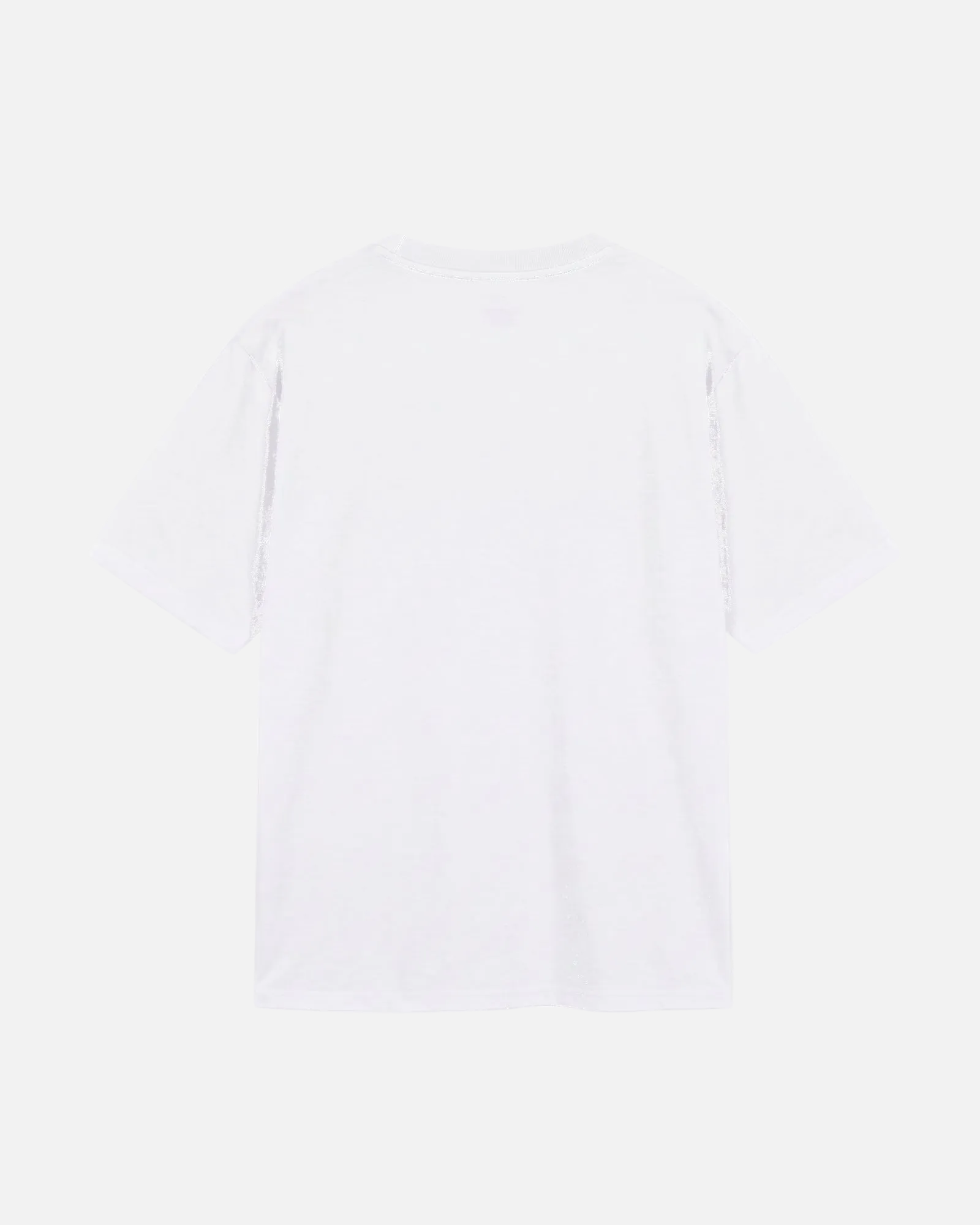 Back view of white Vandox Sun Dept cotton t-shirt, plain back. Old money summer aesthetic, quiet luxury streetwear, mediterranean vibe. Cotton shirt tshirt clothes vandox dept vandox sun dept vandox clothes vandox clothing. White color