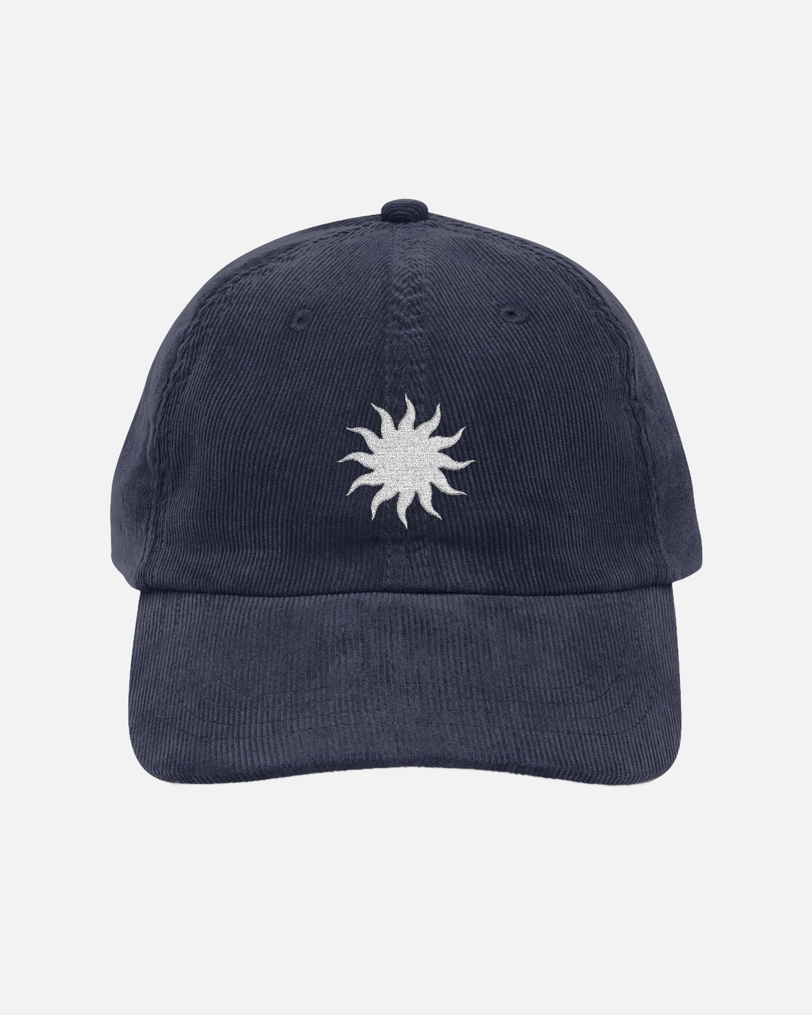 Vandox Soleil Cap in navy blue - corduroy dad cap featuring embroidered silver sun graphic, Frutta d'Estate summer collection by Vandox.
Hat Cap Baseball Cap Baseball Hat starboy hat old money hats vandox sacre vandox sacrevandox vandox clothing