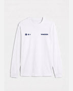 White vandox last light long sleeve t-shirt with three descending sun emblems and Vandox chest graphic. Old money summer clothes, quiet luxury european streetwear, minimalist coastal style. Starboy old money cotton long sleeve shirt clothes vandox sacre sacrevandox vandox clothes vandox clothing