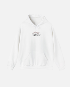 White eggshell white offwhite Vandox Apres Ski hoodie front view with Winners Club Sacre Vandox mountain range chest graphic. Starboy old money hoodie sweatshirt clothes vandox sacrevandox vandox clothes vandox clothing