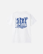 White Vandox I Love Ibiza Girls Tee back view - white premium cotton t-shirt featuring blue Ibiza beach silhouette graphic with I Love Ibiza Girls lettering by Sacre Vandox, Postcards collection. Starboy old money shirt tshirt clothes vandox sacrevandox vandox clothes vandox clothing