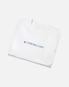 White Vandox I Love Ibiza Girls Tee folded view – white premium cotton t-shirt with I Love Ibiza Girls Sacre Vandox chest print, Postcards collection. Starboy old money shirt tshirt clothes vandox sacrevandox vandox clothes vandox clothing