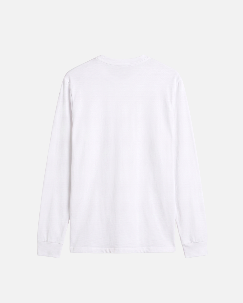 white Vandox Post Stamp long-sleeve t-shirt shown from the back, laid flat against a light off-white background. Starboy old money shirt tshirt longsleeve crewneck clothes vandox sacrevandox vandox clothes vandox clothing