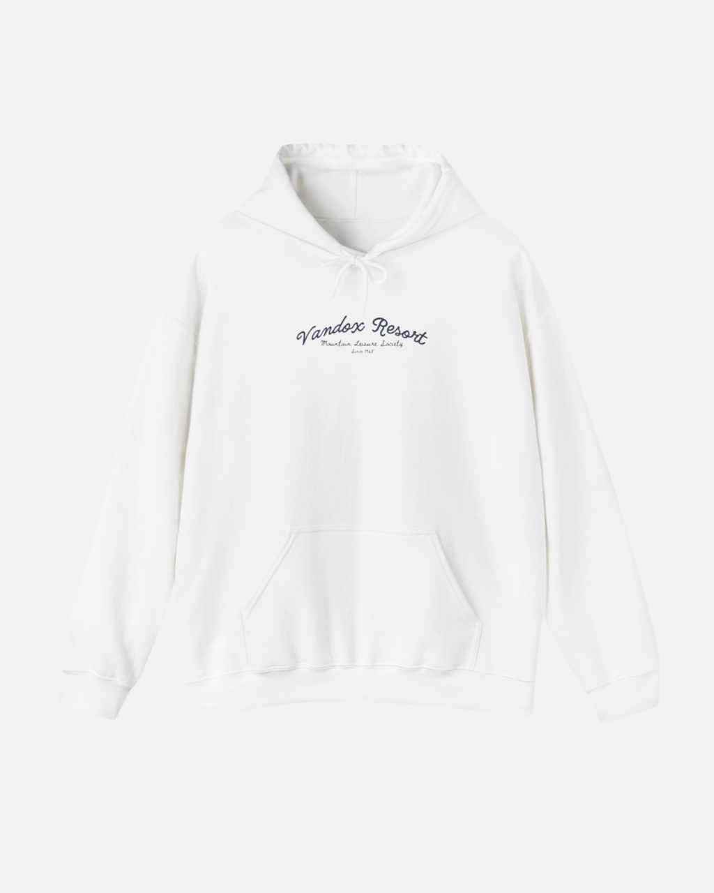 White offwhite eggshell white Vandox Resort hoodie with Vandox Resort Mountain Leisure Society script chest graphic. Starboy old money hoodie sweatshirt clothes vandox sacrevandox vandox clothes vandox clothing