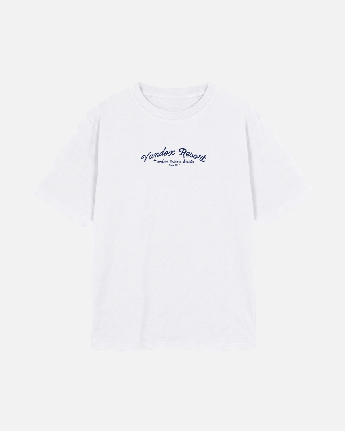 white offwhite eggshell white Vandox Resort t-shirt with Vandox Resort Mountain Leisure Society script chest graphic. Starboy old money shirt tshirt clothes vandox sacrevandox vandox clothes vandox clothing