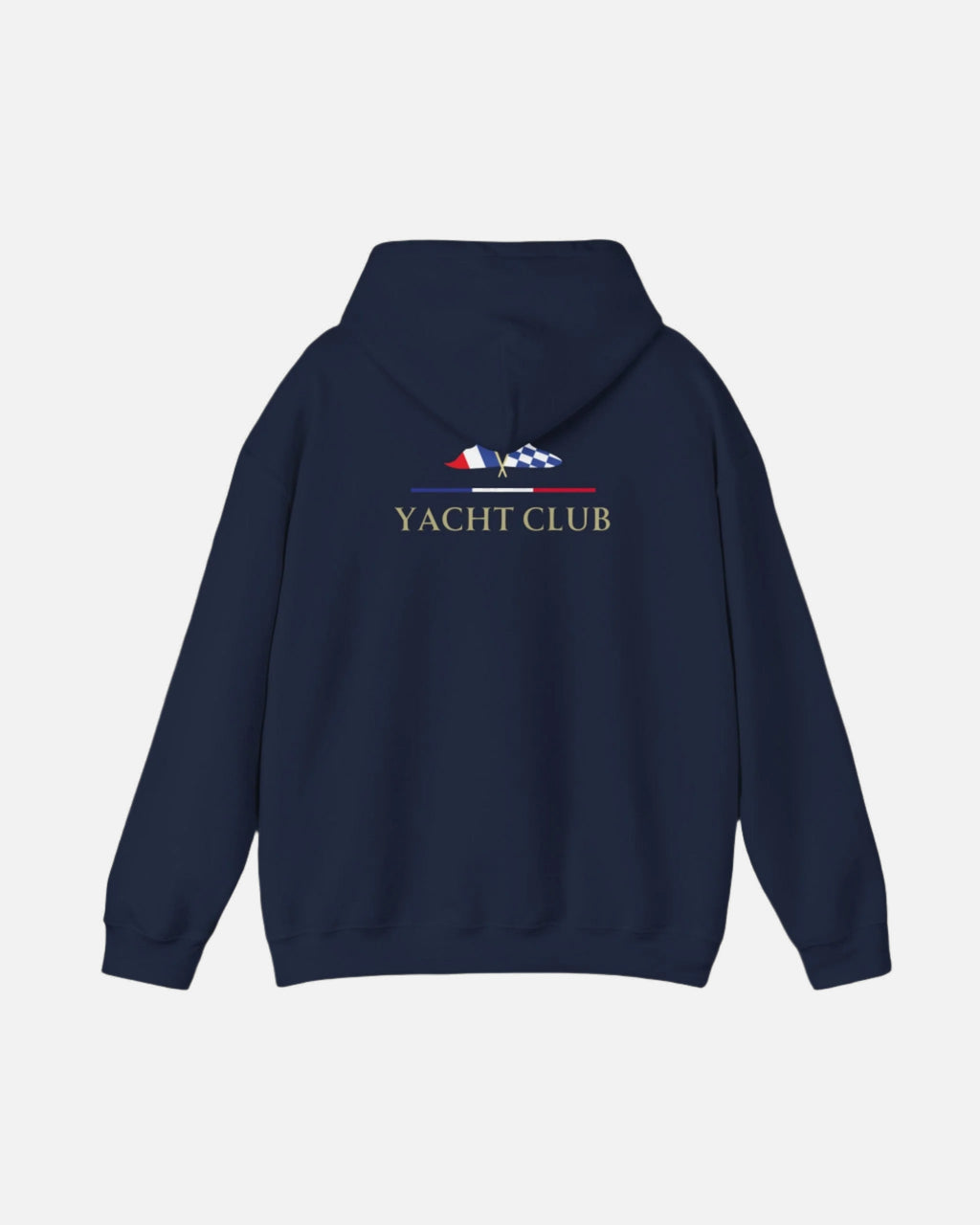  Navy blue Vandox Monaco Saint Roman Yacht Club Hoodie with international flags and anchor graphic on the front and crossed nautical flags with "Yacht Club" on the back. Starboy old money hoodie sweatshirt clothes vandox sacrevandox vandox clothes vandox clothing