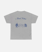 Grey sport grey Vandox T-shirt with Monte Vettore landscape and 'Monte Vettore' text. Starboy old money shirt tshirt clothes vandox sacrevandox vandox clothes vandox clothing