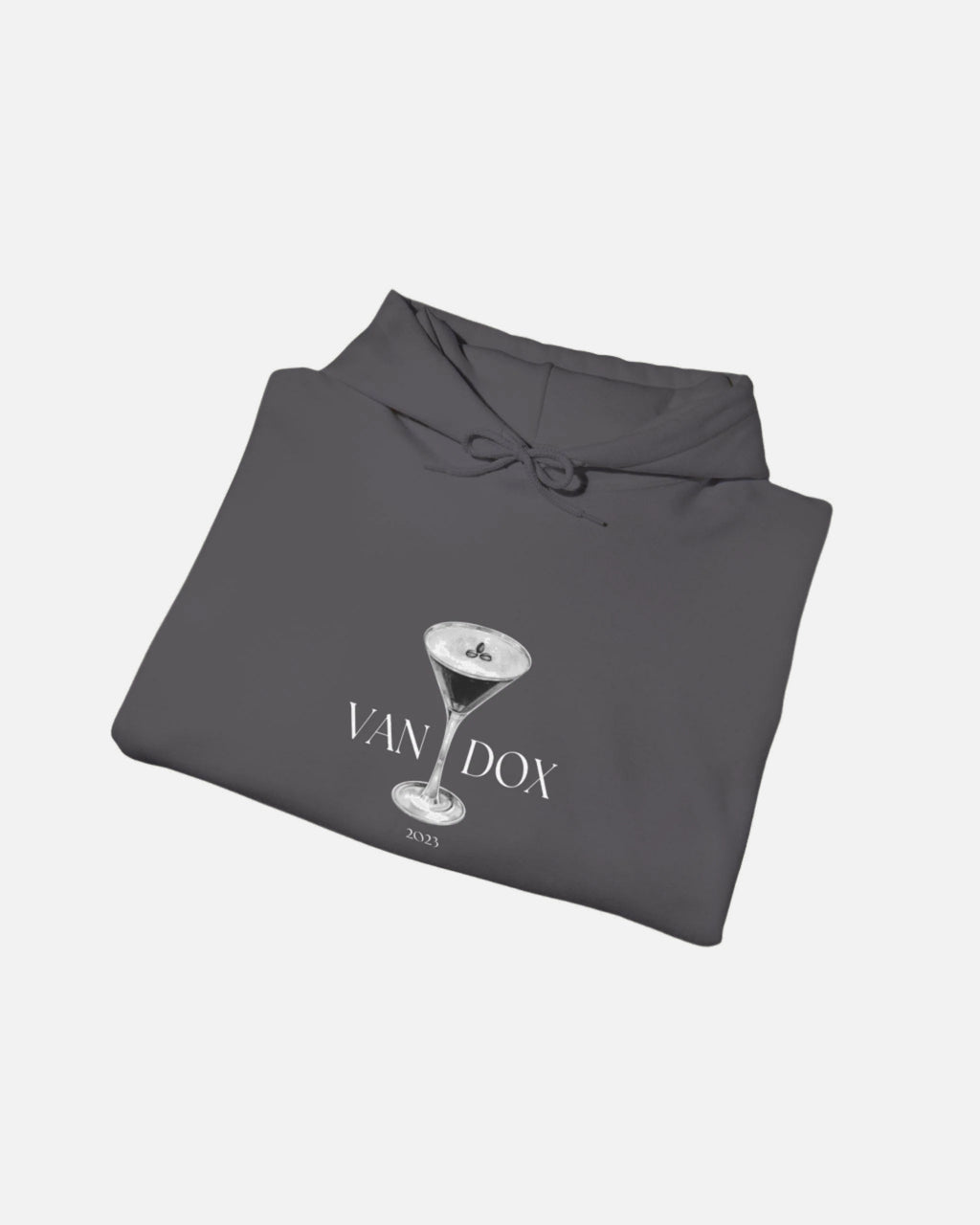 Charcoal Vandox graphic Hoodie graphic Vandox logo front view on charcoal hoodie - Vandox. Starboy old money hoodie sweatshirt clothes vandox sacrevandox vandox clothes vandox clothing