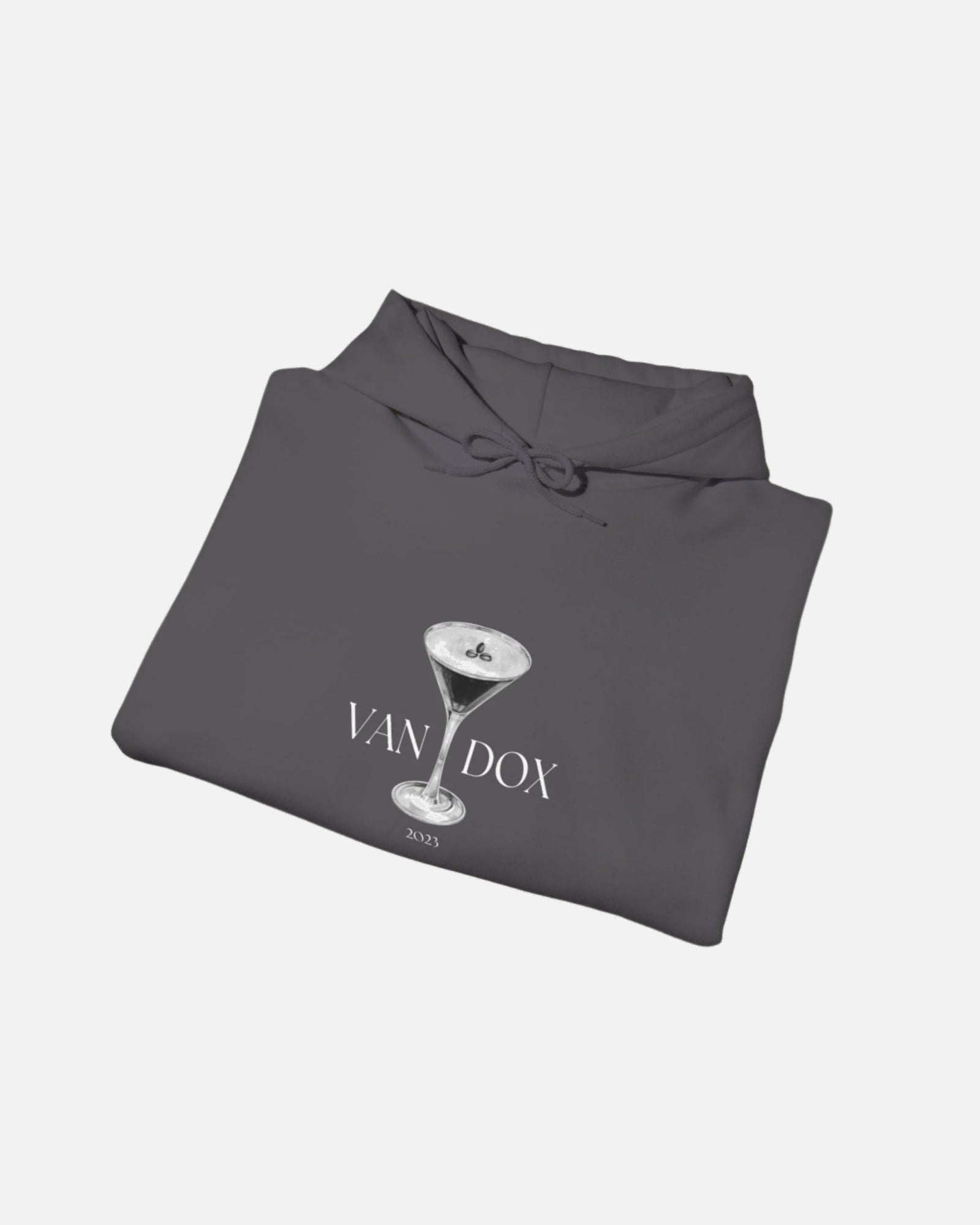 Charcoal Vandox graphic Hoodie graphic Vandox logo front view on charcoal hoodie - Vandox. Starboy old money hoodie sweatshirt clothes vandox sacrevandox vandox clothes vandox clothing
