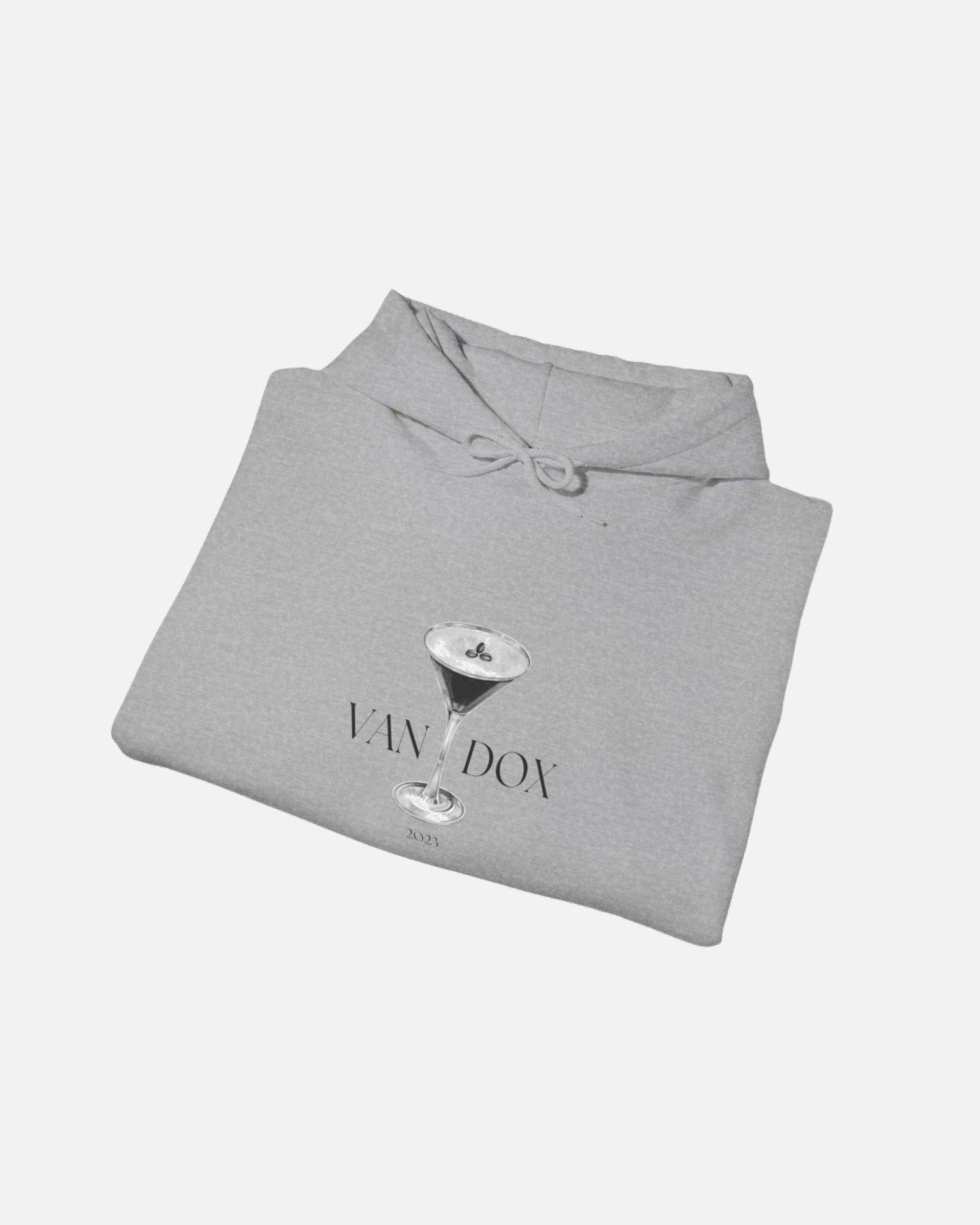 Sport Grey Vandox graphic Hoodie graphic Vandox logo front view on hoodie - Vandox. Starboy old money hoodie sweatshirt clothes vandox sacrevandox vandox clothes vandox clothing