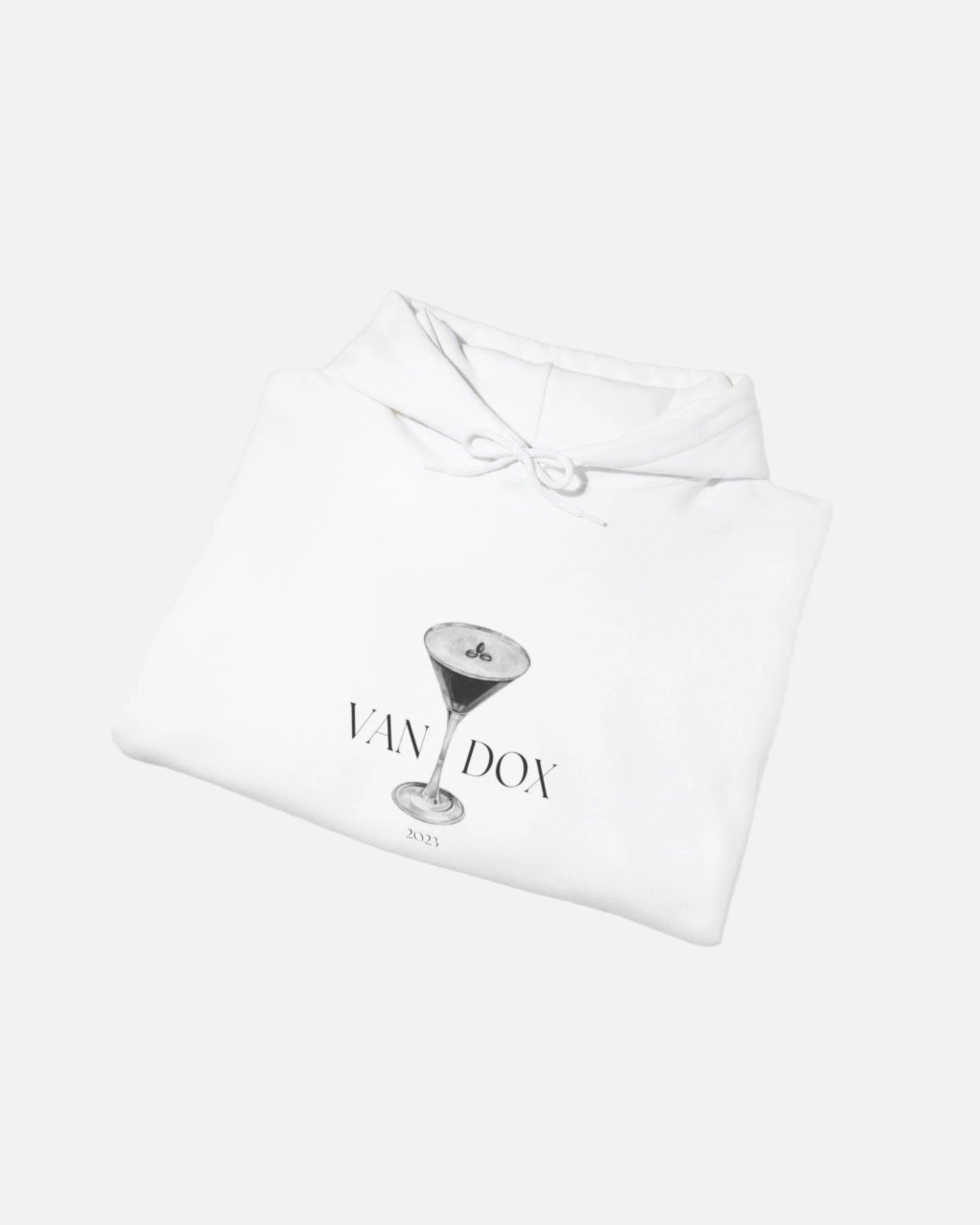 White Vandox graphic Hoodie graphic Vandox logo front view on hoodie - Vandox. Starboy old money hoodie sweatshirt clothes vandox sacrevandox vandox clothes vandox clothing