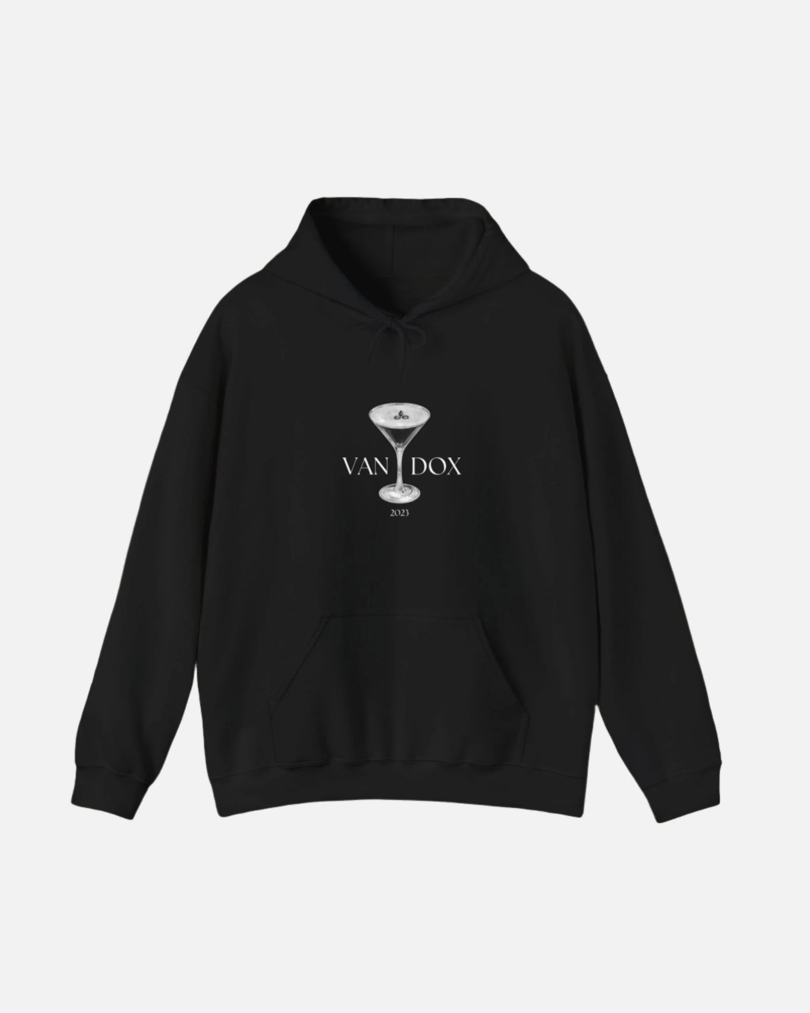 Black Vandox graphic Hoodie graphic Vandox logo front view on hoodie - Vandox. Starboy old money hoodie sweatshirt clothes vandox sacrevandox vandox clothes vandox clothing