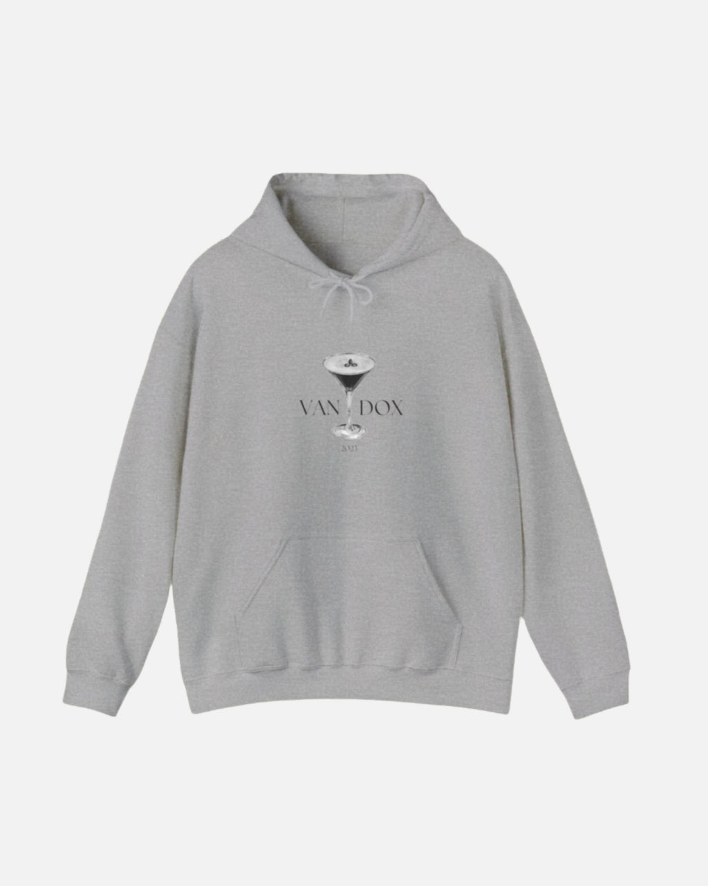 Sport Grey Vandox graphic Hoodie graphic Vandox logo front view on hoodie - Vandox. Starboy old money hoodie sweatshirt clothes vandox sacrevandox vandox clothes vandox clothing