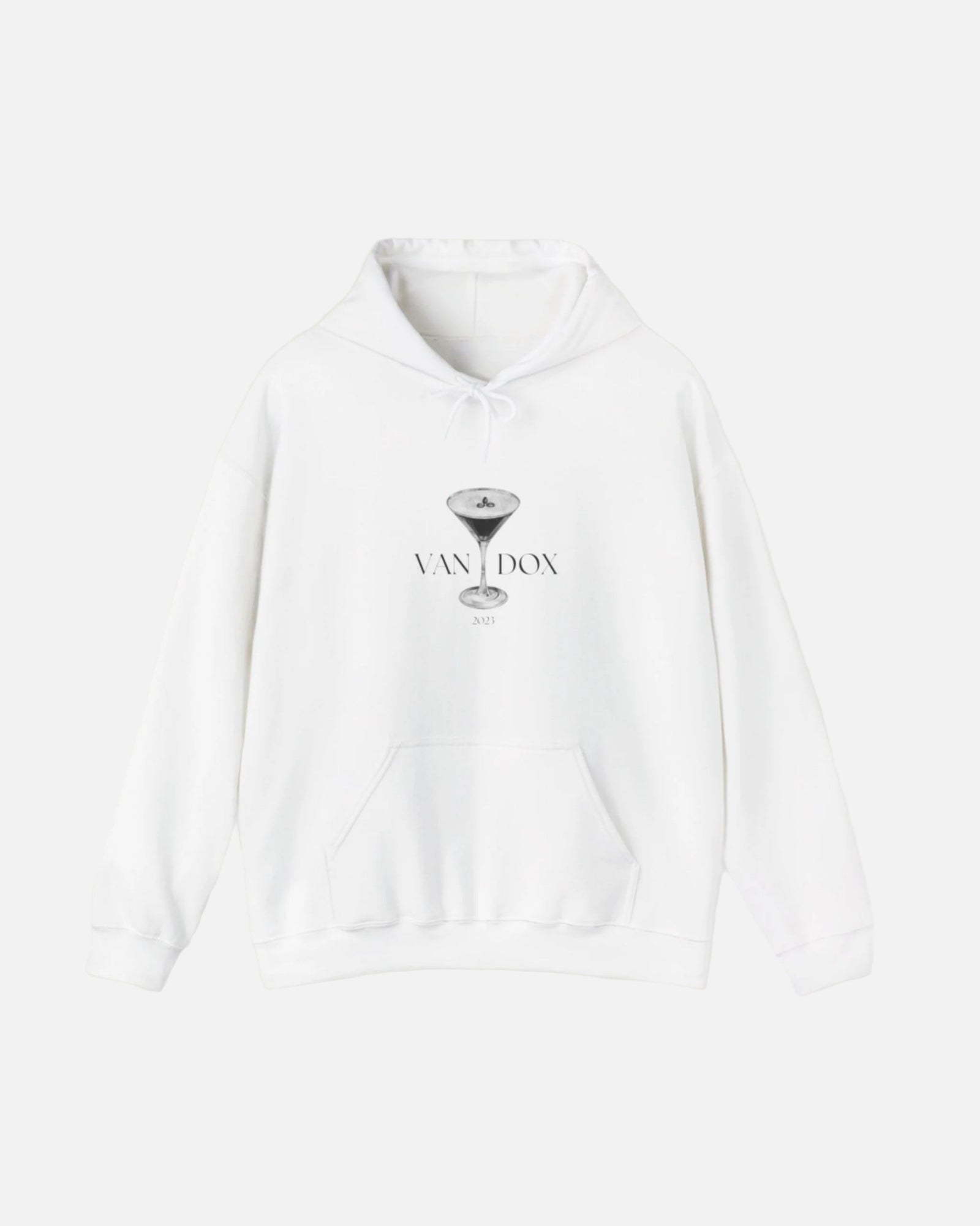 White Vandox graphic Hoodie graphic Vandox logo front view on hoodie - Vandox. Starboy old money hoodie sweatshirt clothes vandox sacrevandox vandox clothes vandox clothing