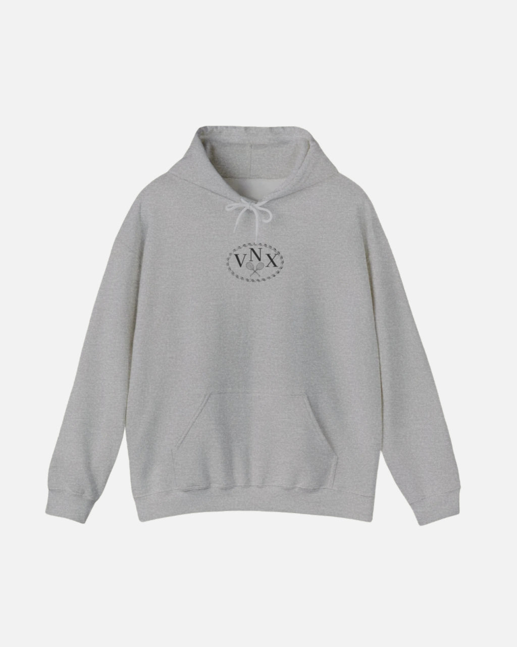 Grey Sport Grey VANDOX Tennis Court Hoodie with VNX Vandox logo and tennis court design and "Winners From Passion" slogan. Starboy old money hoodie sweatshirt clothes vandox sacrevandox vandox clothes vandox clothing