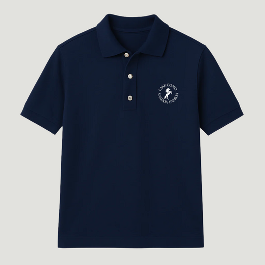 navy Vandox polo with Vandox familia logo emblem embroidered on the chest. Polo shirt tshirt short sleeve vandox sacre vandox vandox clothing pique cotton cotton shirt cotton polo