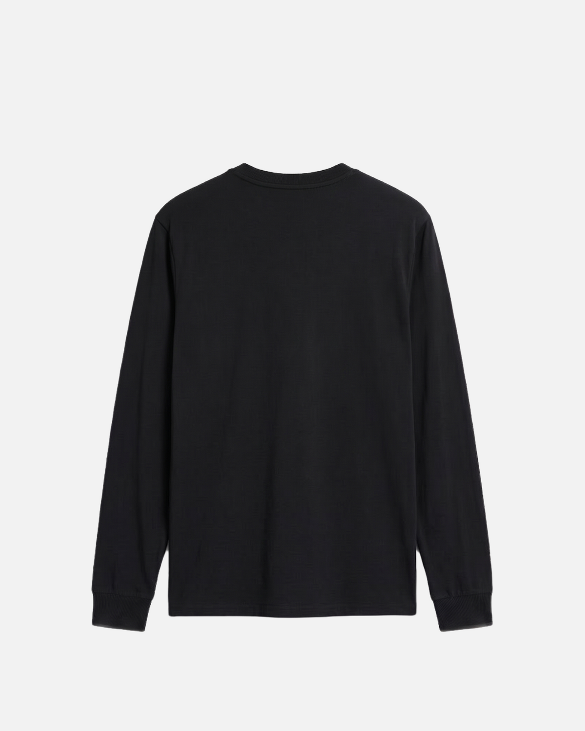 Saint Moritz Longsleeve in Black, back view, clean back with ribbed collar and cuffs, luxury streetwear longsleeve. Starboy old money longsleeve vandox sacrevandox vandox clothes vandox clothing