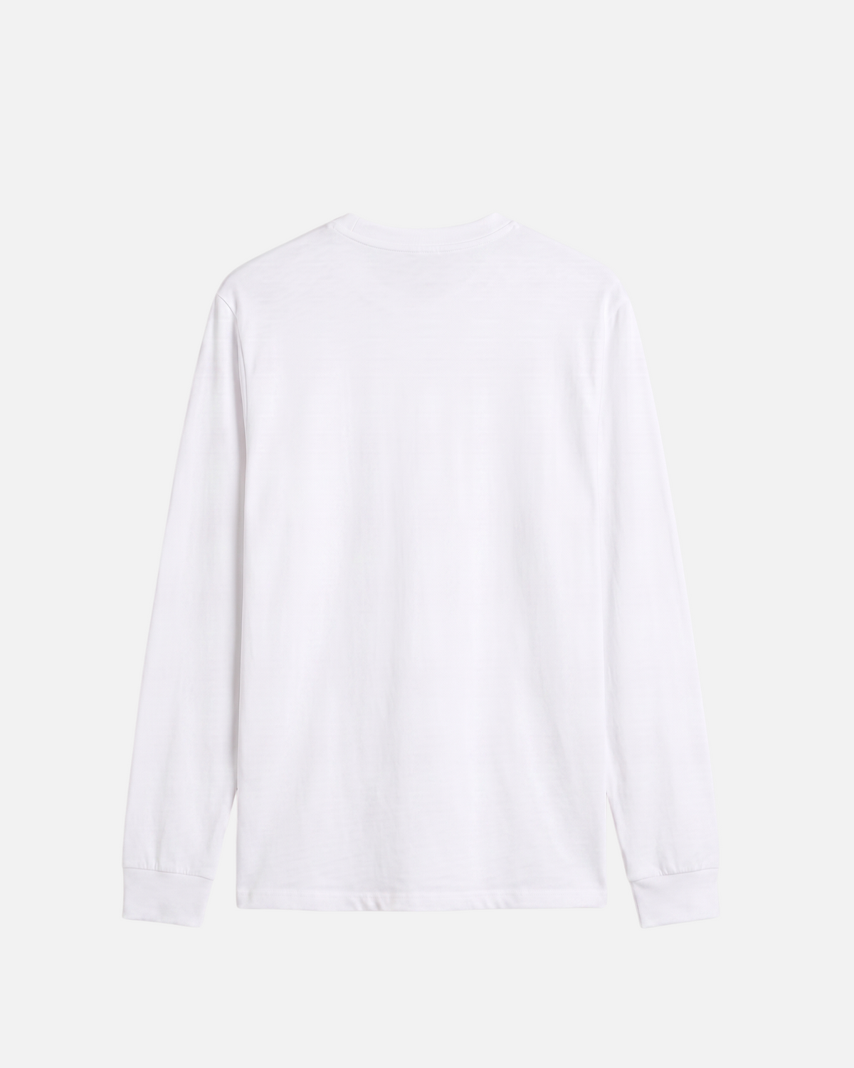 Saint Moritz Longsleeve in White, back view, clean back with ribbed collar and cuffs, luxury streetwear longsleeve. Starboy old money longsleeve vandox sacrevandox vandox clothes vandox clothing
